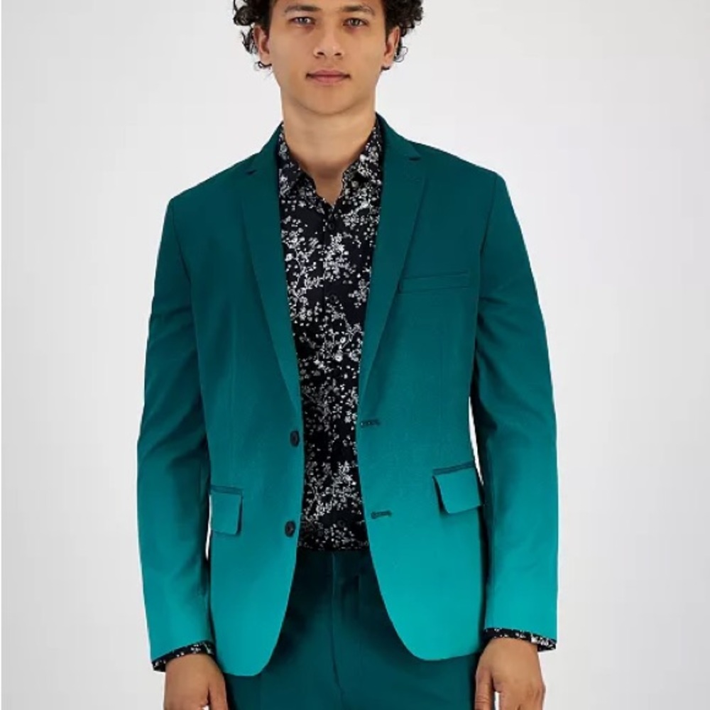 Hot  Prom or any event you wanna look sharp🔥INC Teal ombré capri pants suit